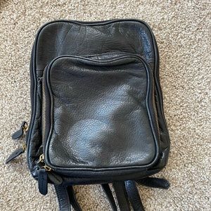Black mini leather backpack
